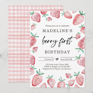 fraise 1er anniversaire Invitation premier Berry S