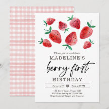 fraise 1er anniversaire Invitation premier Berry S