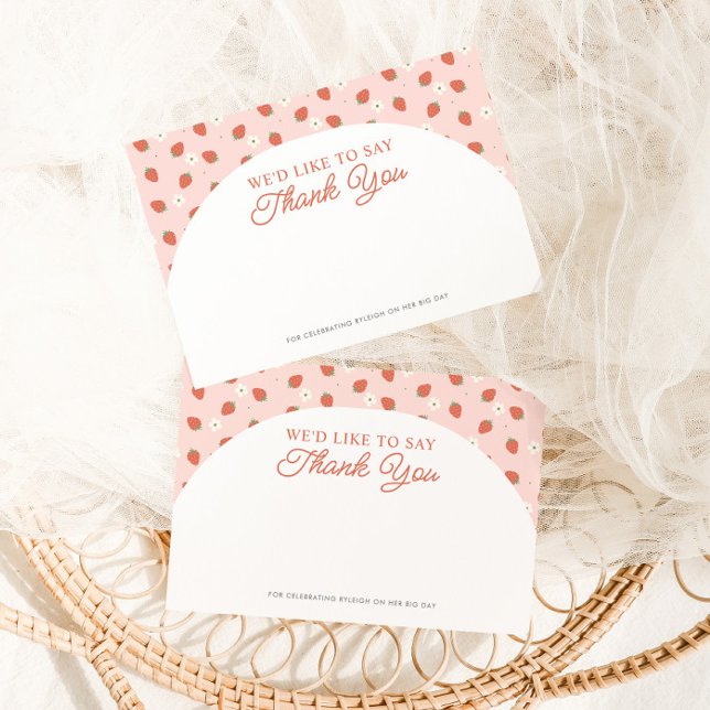 Fraise 1er Carte de remerciements Filles d'anniver (Créateur téléchargé)