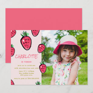 Fraise Anniversaire Fête Invitation Berry Sweet