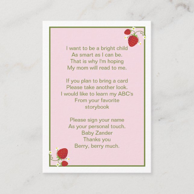 Fraise Baby Apportez une carte de livre (Devant)