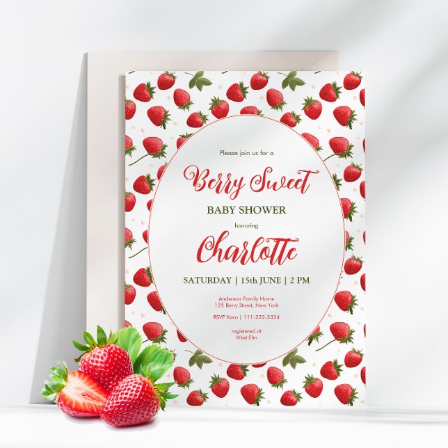 Fraise Berry Baby shower doux Invitation (Créateur téléchargé)
