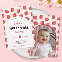 Fraise Berry Invitation d'un premier anniversaire