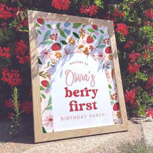 Fraise Berry Première fête d'anniversaire Affiche 