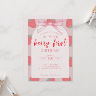 Fraise Berry Première Invitation fille anniversair