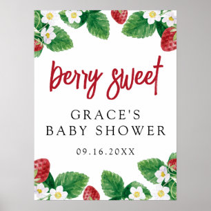 Fraise Berry Sweet Baby shower Affiche de bienvenu