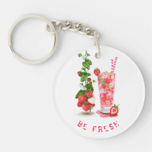 Fraise Cool Boire Fruits Porte - clé Cadeau