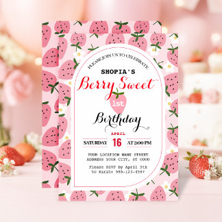 Fraise délice premier anniversaire Invitation