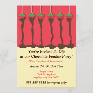 Fraise et chocolat Fondue Party Invitation