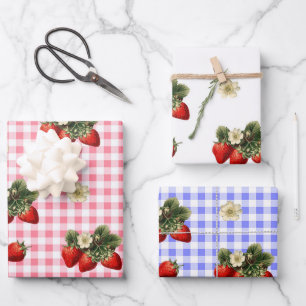 Fraise et en vichy jolies feuilles cadeaux