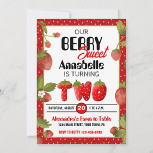 Fraise Invitation à la fête du deuxième anniversai
