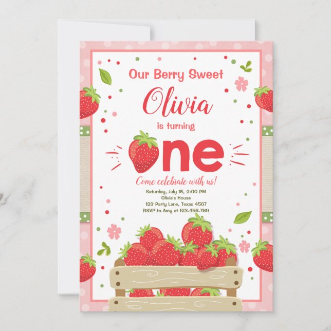 Fraise Premier anniversaire Invitation Fruit d'été (Devant)