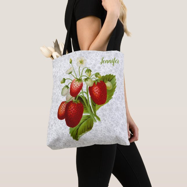 Fraise Sac fourre-tout personnalisé look dentelle (De près)