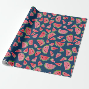 Fraise sauvage sur papier cadeau bleu aquarelle