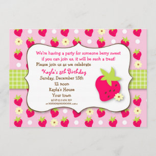 Fraise Sweet Berry Invitations de fête d'anniversa