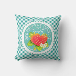Fraise Turquoise En vichy oreiller