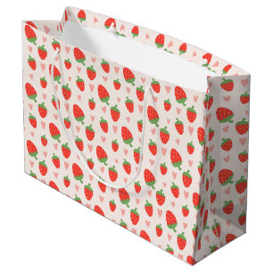 Fraises et Coeurs doux Grand sac cadeau