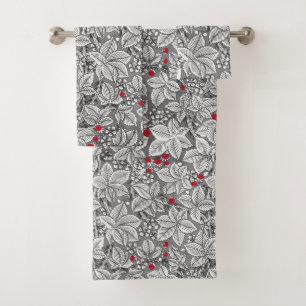 Fraises et feuille de Nouveau d'art, gris et blanc