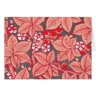 Fraises et Feuilles Art Nouveau, Coral Orange