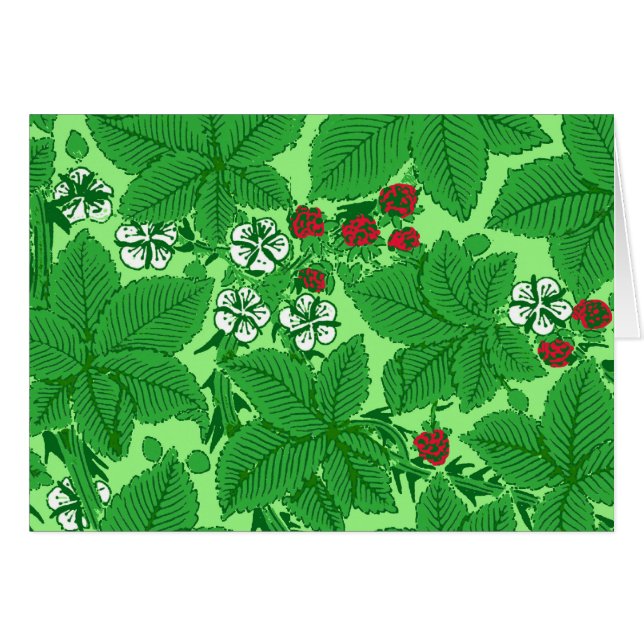 Fraises et Feuilles Art Nouveau, Lime Green (Devant Horizontal)