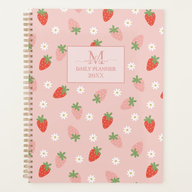 Fraises rose et rouge doux Monogramme Quotidien (Devant)