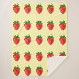 Fraises sur la couverture Sherpa Jaune