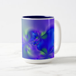 Fraktal 44 (blau, grün und lila) zweifarbige tasse