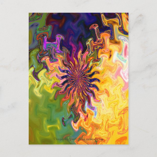 Fraktal Abstrakte Blume Postkarte (Vorderseite)