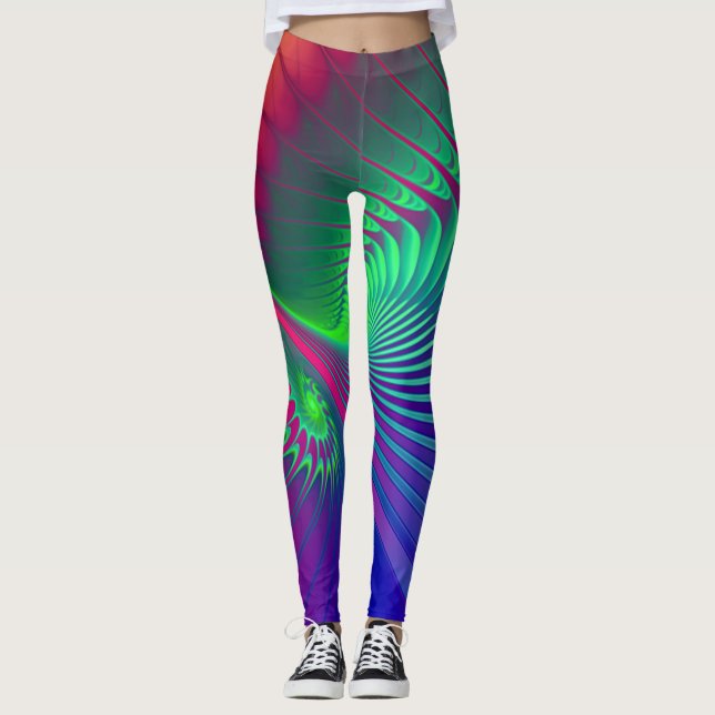 Fraktal Art - AUSSENBURST POWER SPIRAL Leggings (Vorderseite)