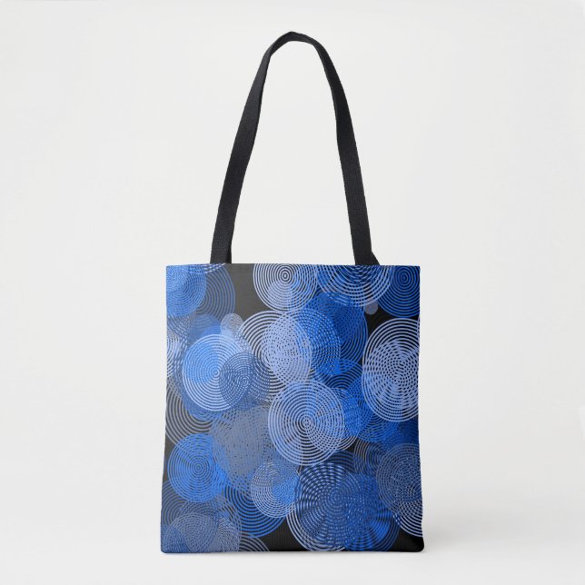 Fraktal Art Blue Geometric Circles Swirl Mandala Tasche (Vorderseite)
