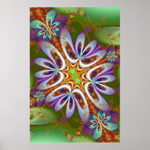 Fraktal Art Blume Poster