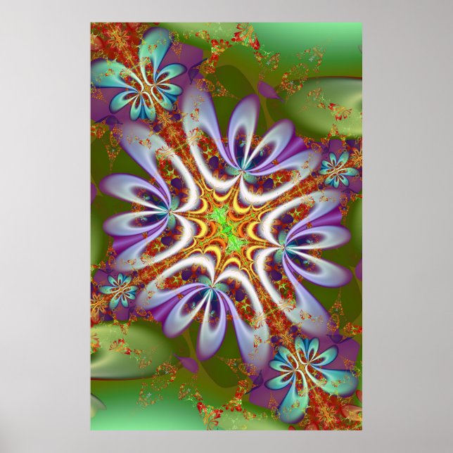 Fraktal Art Blume Poster (Vorne)