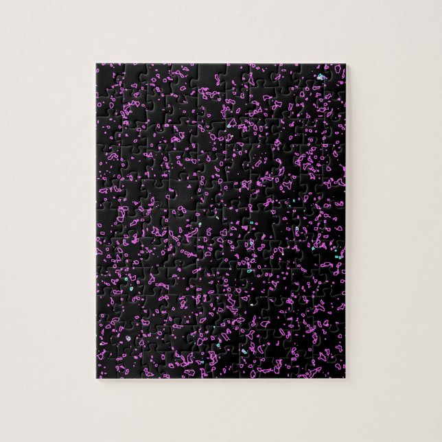 Fraktal Art Lila Pink Glitzer Muster Schwarz (Vertikal)