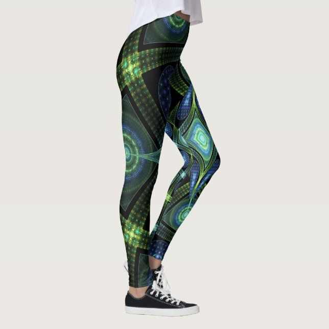 Fraktal Art Mandala Universe Yoga Leggings (Rechts)