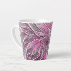 Fraktal Art Pink Blume Dream, Blumenfreude Milchtasse
