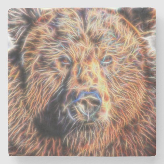 Fraktal Bear Steinuntersetzer (Vorderseite)