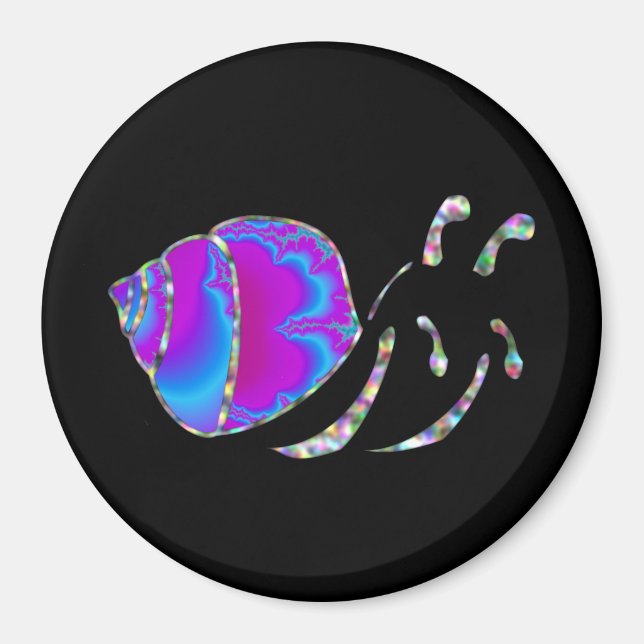 Fraktal Blau und Lila Muschel Magnet (Vorne)