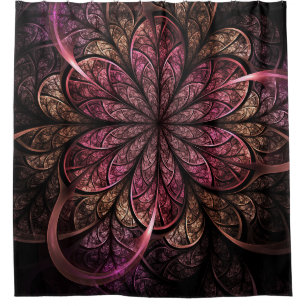 Fraktal Bloom: rosa und goldene Fusion Duschvorhang