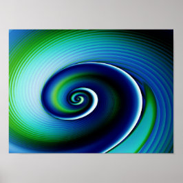 Fraktal Blue Green Spirale Abstrakte Kunst Poster