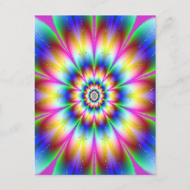 Fraktal Blume Regenbogenexplosion Postkarte (Vorderseite)