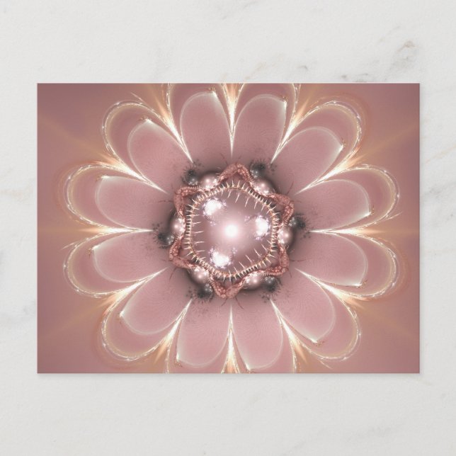 Fraktal Blume Rosa - Postkarte (Vorderseite)