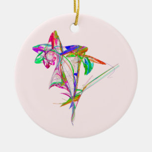 Fraktal - Blume und Bud Keramikornament