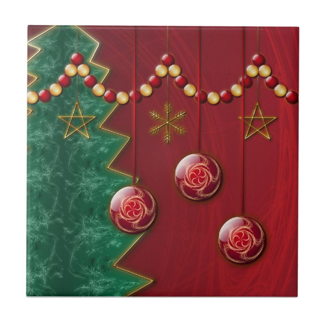 Fraktal Celebration Christmas Tile Fliese (Vorderseite)