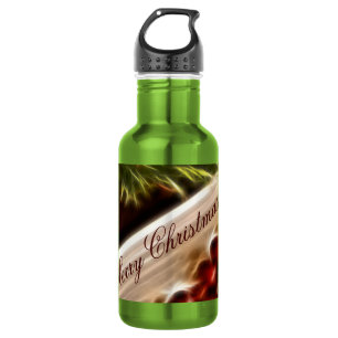 Fraktal Cranberry Weihnachten mit anpassbarem Text Edelstahlflasche