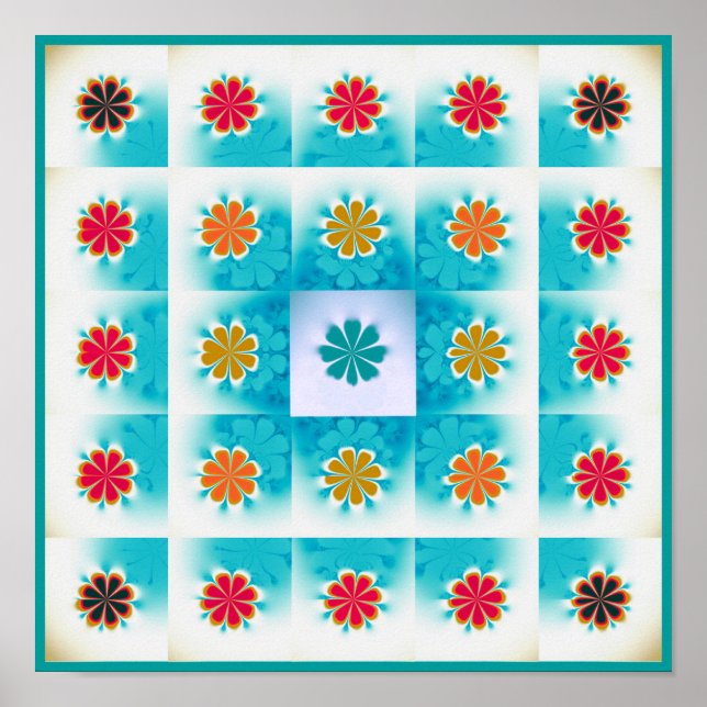 Fraktal Daisies Pattern Poster (Vorne)