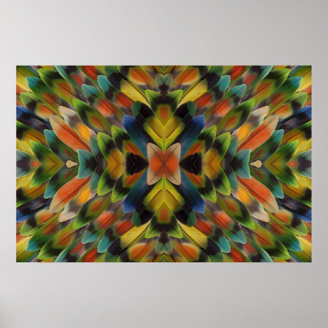 Fraktal Design der Lovebird Feathers Poster (Vorne)