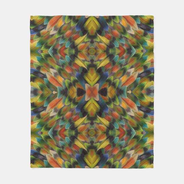 Fraktal Design der Lovebird-Federn Fleecedecke (Vorderseite)