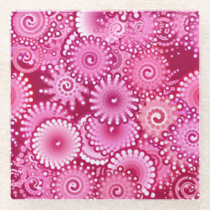 Fraktal-Drehmuster, Magenta, Rosa, Bordeaux Glasuntersetzer