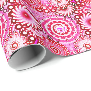 Fraktal-Drehmuster, Rosa und Maron Geschenkpapier