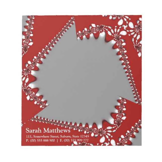 Fraktal Drehung Red+Silver Benutzerdefinierter Edi Notizblock (Vorderseite)